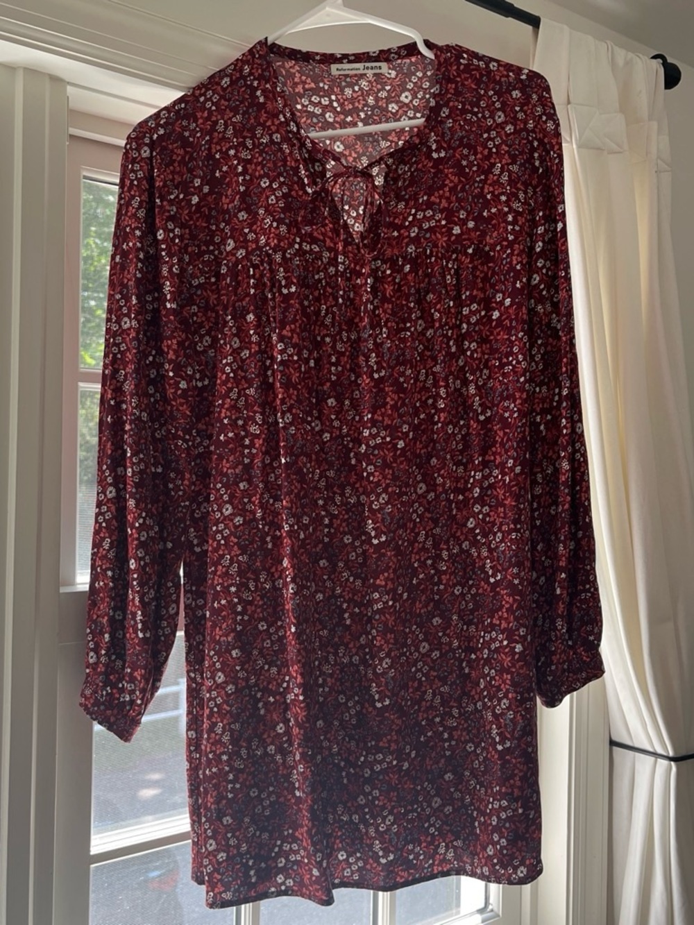 Reformation Burgundy Floral Mini Dress